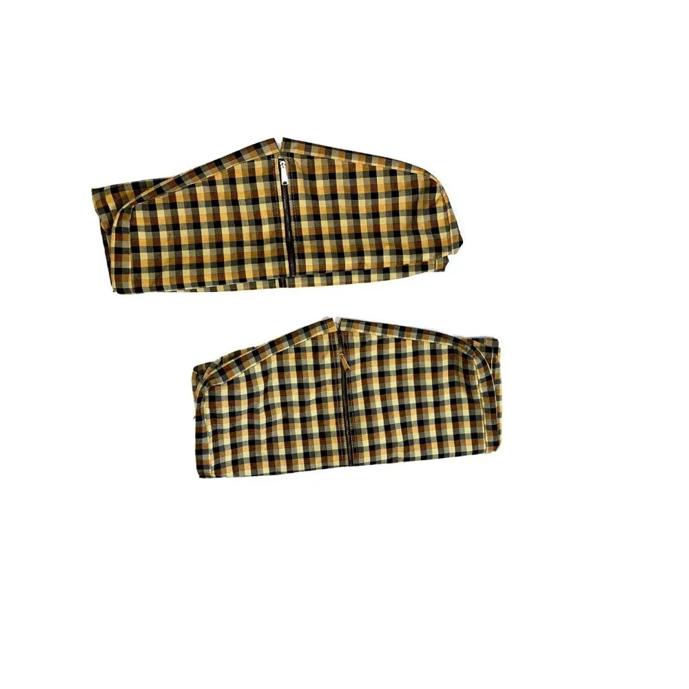 Vintage 60s Garment Bags Clothes Cover Travel 2 Plaid Check Canvas Print Rare